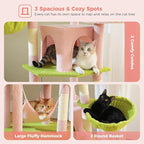 71.2 Inches Flower Tall Cat Tree for Large Cats, Multi-Level Cat Tower with 2 Cozy Condos, Super Large Top Perch, 3 Hammocks, Sisal Scratching Posts and 2 Pompoms, Pink