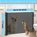17" Step Over Retractable Dog Gate, No-Drill Pet Barrier for Doorways & Stairs, Easy Human Access & Pet Containment, Adjustable Small Dog Gate for Indoor Use