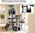 Heybly Cat Tree, 72.4-Inch Anti-Tip Cat Tower for Large Cats, All-in-One Cat Furniture with Spacious Perches, Multiple Interactive Areas, Extra-Large Sisal Scratching Board, Smoky Gray HCT060G