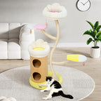 KAMABOKO 64.2" Flower Cat Tree, Cute Cat Tree House for Indoor Cats, Cloud Cats Tree Tower with Cat Condo, Sisal Scratching Posts, Hanging Toys for Playing