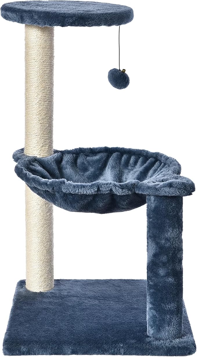 3-Level Cat Tower with Hammock and Sisal Post, 26.7 inch, Blue