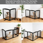 Dog Fence Indoor,Dog Gate Indoor for Doorway pet gate -2-Panel Freestanding, Hallways, House or Stairs -40x32-Inch Retractable Foldable Expandable Wood Pet by SFJC (Black) ﻿