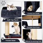 58.5inch Large Cat Tree Tower Condo for Indoor Cats, Soft Plush Multi-Level Climbing Tree Cat House with 1 360° Rotating Cat Cave, Scratching Post, More Entrance/Exit, Sisal Rope, Smoke Gray