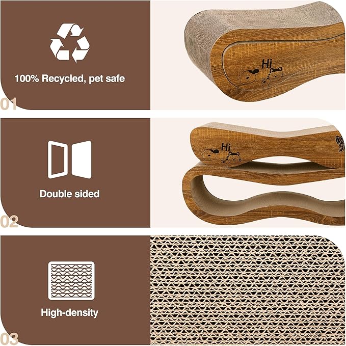 Cat Scratcher, 2-in-1 Cat Scratcher Couch for Indoor Cats, 34.25 Inch Large Corrugated Cardboard Scratching Post, Reversible & 100% Recyclable, Includes Catnip