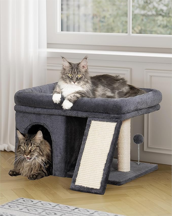 XL Cat Tree Tower for Large Adult Cats 20 lbs+, 25in Perch Bed, Condo Cave for Indoor Medium Kittens Rabbit Ferret Pet, Sisal Scratchers, Extra Large
