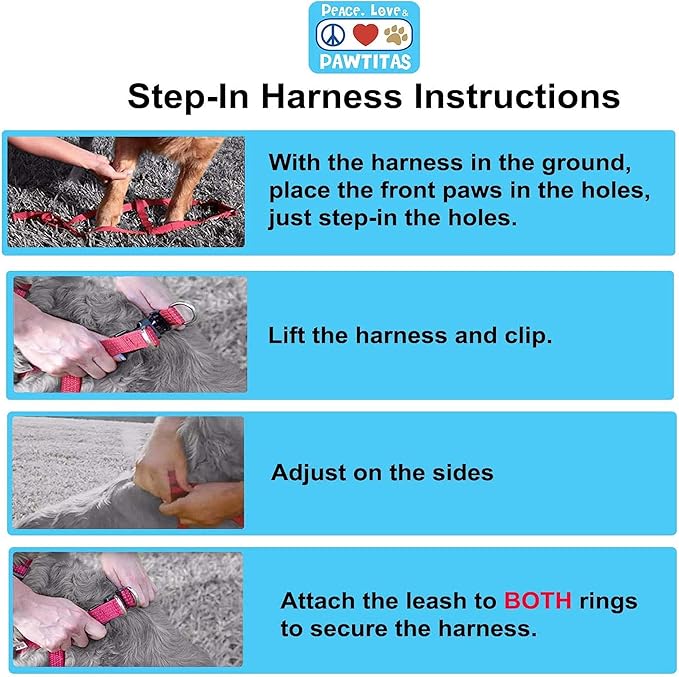 Pawtitas Recycled Reflective Step-in Dog Harness – Adjustable No-Pull Vest for Puppies to Seniors, Safe & Comfortable M Teal