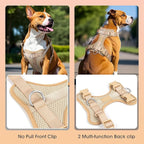 Wisedog Dog Harness Medium Sized, Pet Vest with Front Clip, Adjustable Puppy Harness with 3 Fast Release Buckles[Easy to Put on & Take Off] (Sand Color, XS)