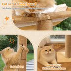 Cat Window Perch with Scratching Post, 46" Adjustable Tall Scratching Posts & Suction Cup – White Fluffy Cusion, Multi-Level Perch for Climbing, Bird Watching, Play, Supports 45 lbs (Drilling-Free)
