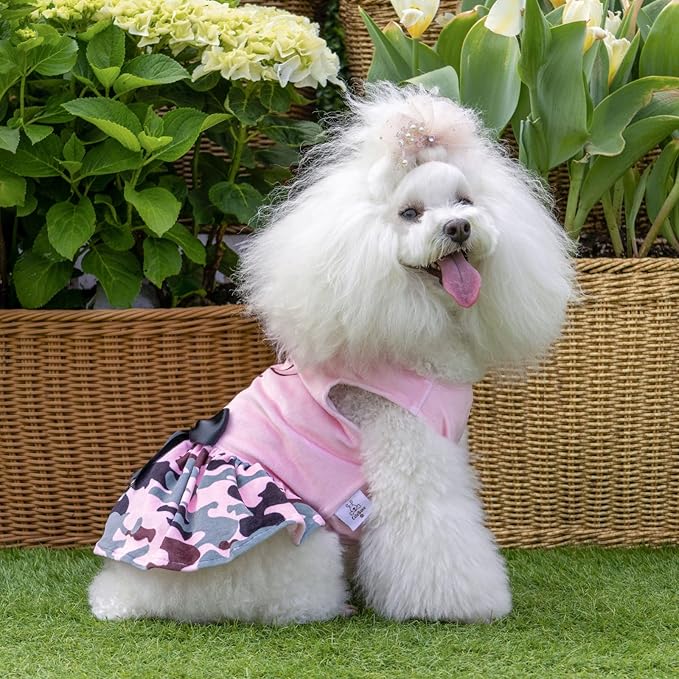 CuteBone Daddy's Little Girl Dog Dress for Small Dogs Pink Skirt Puppy Velvet Dresses Dog Clothes CVA21XXS-D