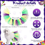Dog Tutu Tulle Tutu for Dogs Small Large Medium Puppy Dress Ballerina Costume Skirt for Holiday Puppy Cats Bunny Pet Outfit Birthday Wedding Party Photo Prop Supplies(Mardi Gras Color)