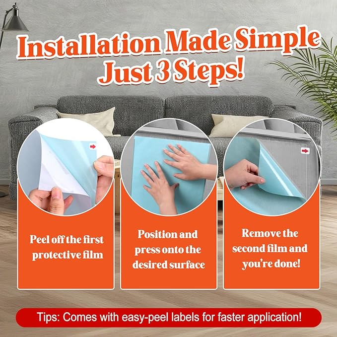 12 Pack Cat Scratch Furniture Protector – Double-Sided Sticky Deterrent Training Tape from Cat Claws, Clear Anti-Scratch Guard for Couch, Sofa, Doors, Easy Apply & Residue-Free, Not for Leather,Velvet