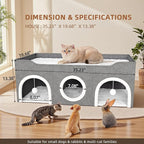 All-in-1 Extra-Wide Cat House for Indoor, Multi Cats Puppy Family, Large Cat Cave for Pet House with Fluffy Ball Hanging and Scratch Pad, Foldable Dog Hideaway