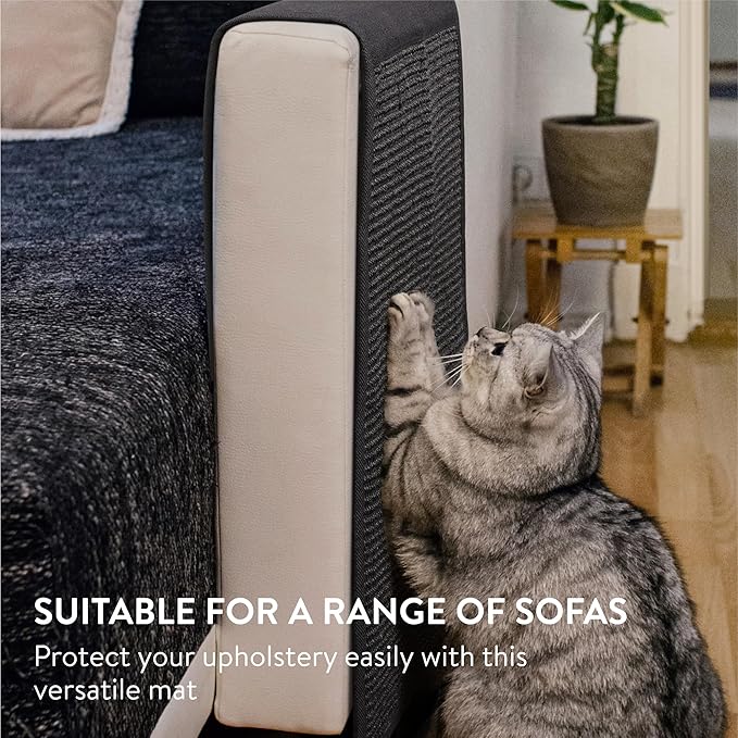 Navaris Cat Scratch Sofa Protector - Durable Sisal Pad - Scratcher Mat to Stop Cats Scratching Furniture - Indoor Cat Scratch Pads Suitable for All Sofas - Black