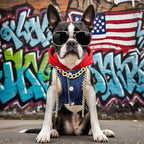Cool Dog Jean Jacket Vest with D-Ring Blue Denim Dogs Hoodies Outfits for Small Medium Dogs Cats Boy Male Dog Clothes Costume Dogggie Puppy Harness Coat for Frenchie Walking(Red Hat,XXL)