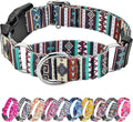 Hikiko Martingale Collar for Dogs with Bohemia Tribal Pattern Soft Nylon Strong Dog Collars for Small Medium Large Dogs Walking Training (Tribal,Small)