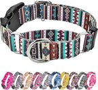 Hikiko Martingale Collar for Dogs with Bohemia Tribal Pattern Soft Nylon Strong Dog Collars for Small Medium Large Dogs Walking Training (Tribal,Medium)