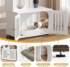 YITAHOME Cat Tree with Litter Box Enclosure, 2-in-1 Cat Furniture, Modern Cat Condo with Cat House, Perch, Food Station, Hammocks, Scratch Post, Hair Brush, 53.5 Inch, White