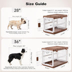 Collapsible Dog Crate for Large Dogs - 36" L Heavy Duty Dog Kennel No Tools Required with 4 Sides Steel Foldable Cage for Dogs Indoor, Portable Carrier with 2 Smooth Wheels, Woodgrain