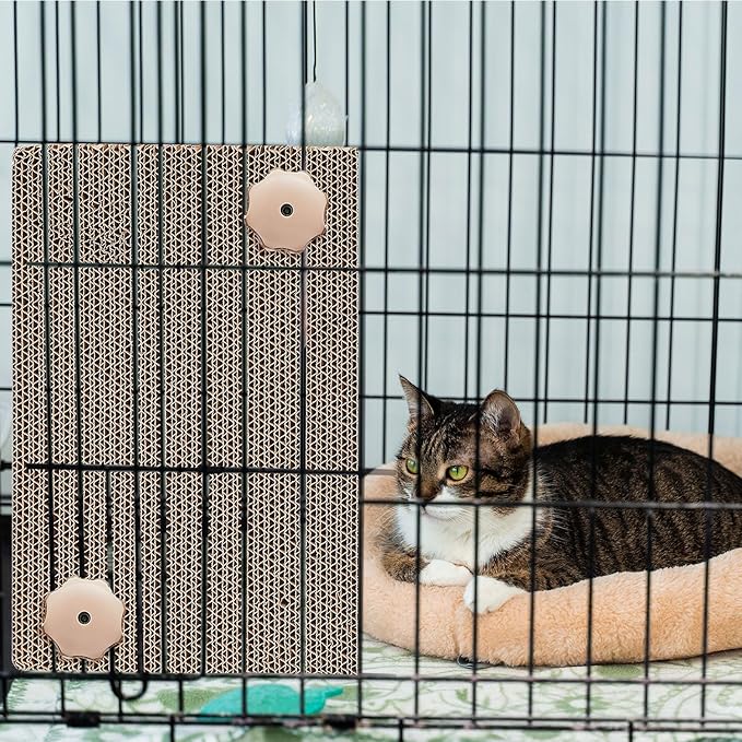 2 Pack Cat Scratcher Cat Scratching Cardboard Post for Cage 12" x 8" Wall Mounted Scratcher Board for Indoor with Cloud-Shaped Holders Double-Sided Usability