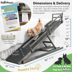 Dog Ramp for Bed, by DoggoRamps – Solid Hardwood Adjustable Dog Ramp for High Beds (up to 37" Tall) with Two-Tier Side Rails & Non-Slip Grip – Small Dog Bed Ramp up to 50lbs – 100% Made in N America