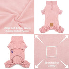 cyeollo Dog Pajamas Small Winter Doggie Coat Warm Fleece Dog Pjs Thermal Doggie Onesie Stretchy Pet Jumpsuit Puppy Jacket Cat Apparel, Pink XS