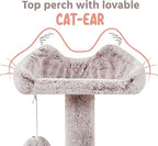 Topeakmart 54in Cat Tree, Cat Tower w/Large Cat Condo Scratching Posts and Perch, Cat Stand House Furniture, Brown/White