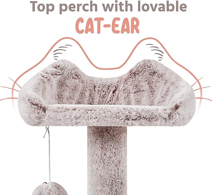 Topeakmart 54in Cat Tree, Cat Tower w/Large Cat Condo Scratching Posts and Perch, Cat Stand House Furniture, Brown/White