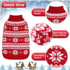 KOOLTAIL Cable Knit Dog Sweater Turtleneck, Cold Weather Pullover Classic Knitwear, Snowflake Pattern Thick Warm Winter Pet Clothes, Dog Christmas Sweater for Small Medium Large Dogs, Red ML