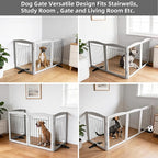 ZJSF Freestanding Dog Fence Indoor, Foldable Dog Gate for Doorways, Stairs or Hallways, Sturdy Wood Extra Wide Pet Gate with Support Feet for The House, Grey, 32 "Height-3 Panels