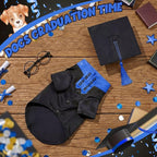 5 Pcs Dog Graduation Costume Set Include 2026 Pet Graduation Gown with Stole Puppy Grad Cap Lensless Glasses DIY Letter Stickers for Dogs Cats Holiday Costume Accessory(Black Royal Blue,L)
