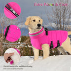 Dogcheer Dog Coat, Waterproof Dog Jacket with Harness, Reflective Adjustable Puppy Winter Coat with Zipper, Christmas Pet Snow Jacket Clothes for Small Medium Large Dogs - Pink S