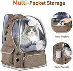 Pawstrip Cat Backpack Carrier with Large Space Bubble Window, Airline Approved Breathable Pet Carrier for Small Dogs Cats up to 15lbs, Foldable for Travel Hiking & Outdoor Use