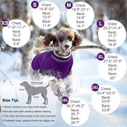 Dogcheer Dog Coat with Harness, Waterproof Dog Jacket Adjustable Pet Winter Coat with Zipper, Christmas Puppy Snow Jacket Fleece Sweater for Small Medium Large Dogs - Purple XS