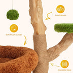 32" Multi-Level Cat Tree Tower, Natural Wood Cat Furniture with Sisal Scratching Posts, Beds & Condo, Cute Cat Tree for Indoor Cats and Multi-Cat Households
