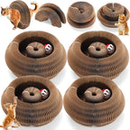 Soulchen 4 Pcs Magic Organ Cat Scratching Board, Combinable Cats Toy for Adult Pets, Interactive Cardboard Kitten Scratcher with Bell Ball, Durable Foldable Accordion Scratch Pad (Cat Paw)