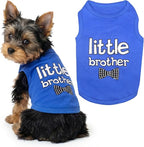 Parisian Pet Dog Shirt – 100% Cotton Shirts for Small Dogs – Blue Sleeveless Puppy Clothes – Lightweight and Breathable Dog Apparel – Boy Little Brother Dogs Clothes - Stretchy Pet T Shirts