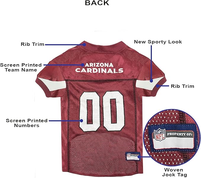 Pets First NFL Arizona Cardinals Dog Jersey, Size X-Large, Football Shirt Costume for Pet, Dog Sports T-Shirt, NFL Team Clothing for Cats, Licensed Pet Apparel Available in 7 Sizes and 32 Teams