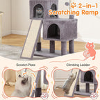 Cat Tree 36-Inch Cat Tower with Scratching Post Multi-Level Cats Condo with Ramp,Large Perch,Dangling Ball,Pet Play Tower for Kittens & Adult Cats(Ashy)
