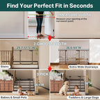 Cumbor 29.7–51.5" Extra Wide Baby Gate for Stairs, Pressure-Mounted Dog Gates for Doorways & Hallways, Auto-Close Walk-Through, No-Trip Design, Child Proof Safety, Dog/Pet Gate for Indoor Use, Brown