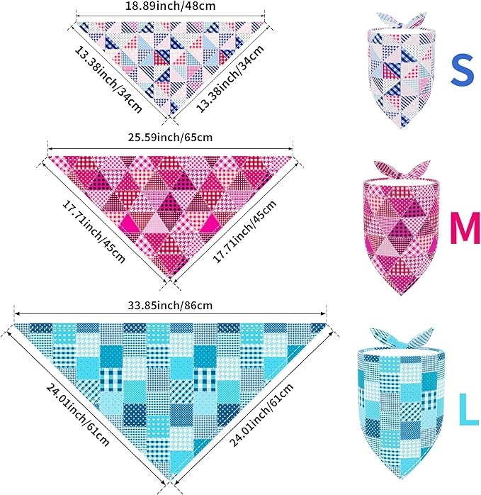 10pcs Dog Bandanas Patchwork for Medium Breed Dog Kerchief Triangle Bibs Scarves Pink Blue Yellow Girl Boy Grooming Costume