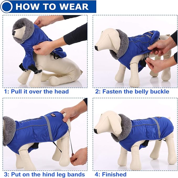 QBLEEV Warm Dog Coat Reflective Dog Jacket, Waterproof Dog Winter Coat Turtleneck Dog Clothes for Cold Weather, Thick Fleece Dog Snowsuit Christmas Dog Vest Pet Apparel for Small Medium Large Dogs XL