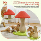 PETEPELA Flower Cat Tree for Indoor Cats, 31.5'' Small Cat Tower Cat Condo with Sisal Scratching Ramp+Mushroom Cat Scratching Post, Cat Scratcher Cute with 100% Sisal Covered Scratching Post
