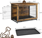 JY QAQA Dog Crate Furniture, Wooden Dogs Crate Table, Double-Doors Dog Furniture, Indoor Dog Kennel, Dog House, Dog Cage/Brown/L