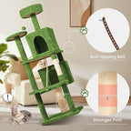 58" Cat Tree Large Cat Tower Condo w/Multi-Level Scratching Post for All Indoor Cats (Green)
