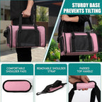 Top tasta Dog Cat Carrier Pet Carriers for Large Cats Small Dogs Carrier Soft Sided Puppy up to 25Lbs Dog Carrier Portable Foldable Dog Cat Travel Carrier (Large-Pink-20 * 13 * 13)