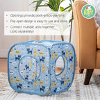 Kitty City Blue Cat-Themed Cat Play Furniture Set, Collapsible Pop-Up Cat Toys Combo with Cube, Tunnel & House, Indoor Cat Playground for Play, Hiding & Lounging