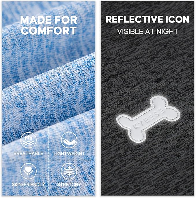 KYEESE 2Pack Dog Shirt, Lightweight Sun Protection Sleeveless Dog T Shirts for Large Dogs Boy, Breathable Pet Reflective Tank Top Summer Dogs Clothes for Outdoor Walking, Grey+Light Blue, 3XL