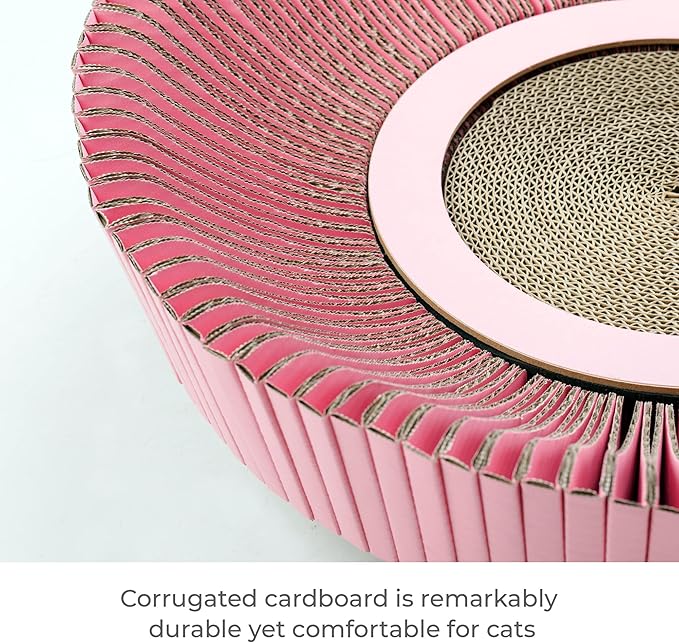 Nest Cat Scratcher Lounge Bed - for Rubbing, Resting, and Scratching (Un-Assembled, Hanami Pink)