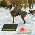EMUST Dog Coat Winter, Waterproof Pet Snow Jacket for Winter, Adjustable Small/Medium/Large Dog Coat, Green, L