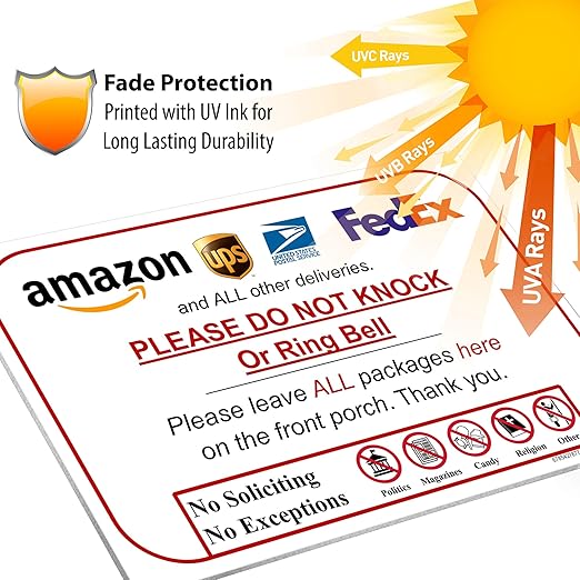 Leave Package Sign - Do Not Knock or Ring Bell (Do Not Knock - No Reason (Hang Sign))